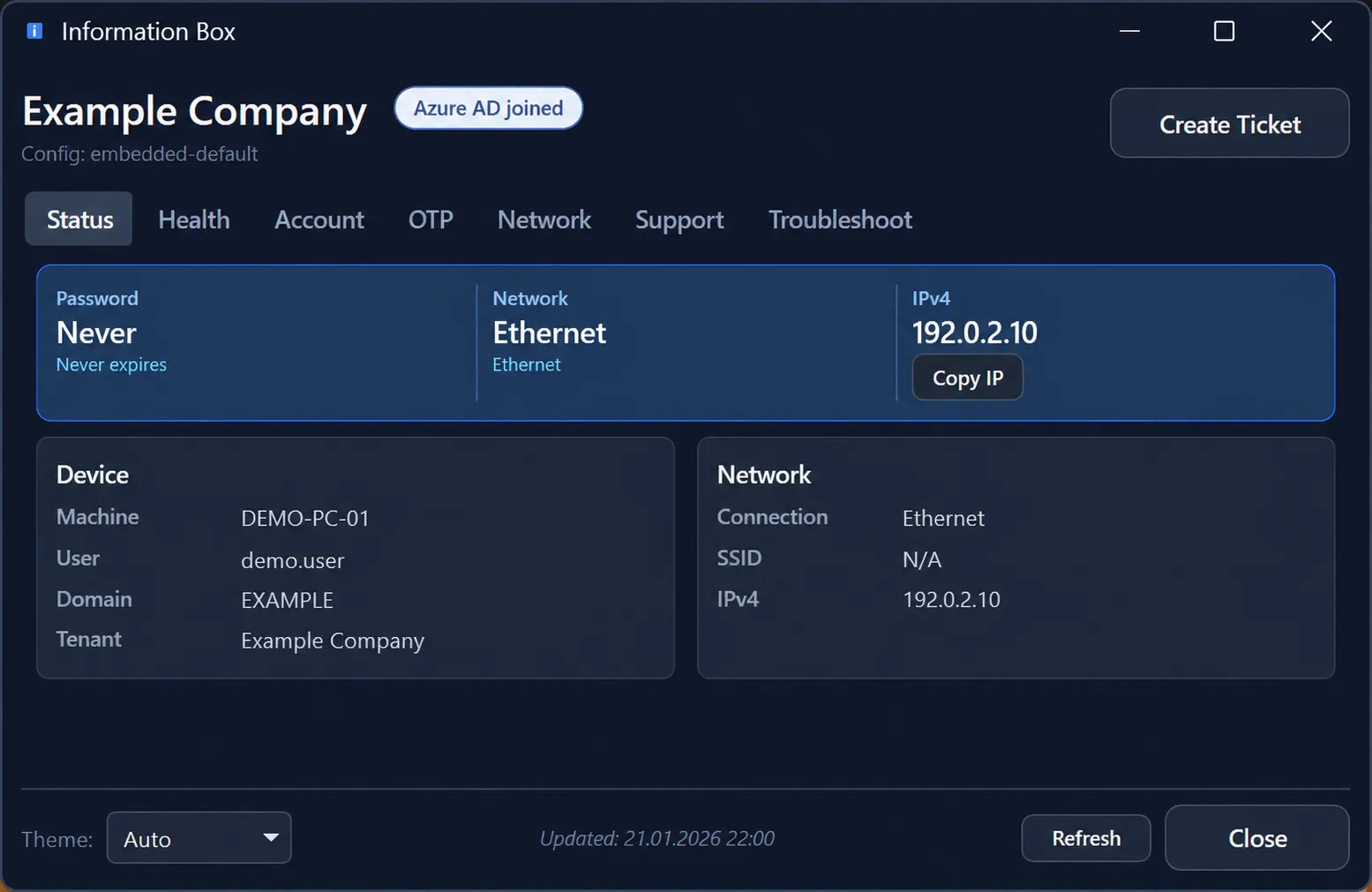 InformationBox status view