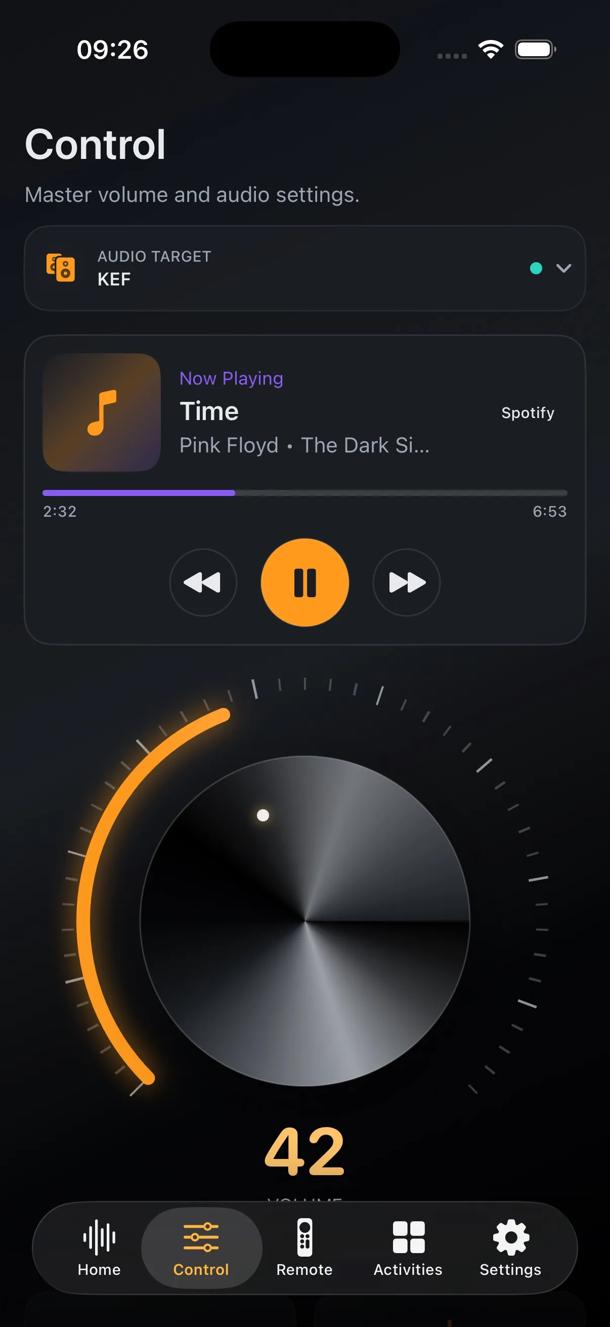 Tactra Remote volume control on iPhone