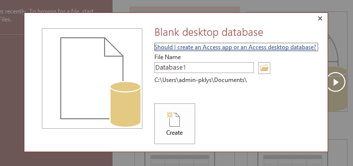 Tworzenie pustej bazy danych programu Access 2016