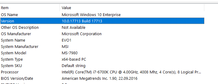 Informacje o wersji Windows 10 Insider build 17713
