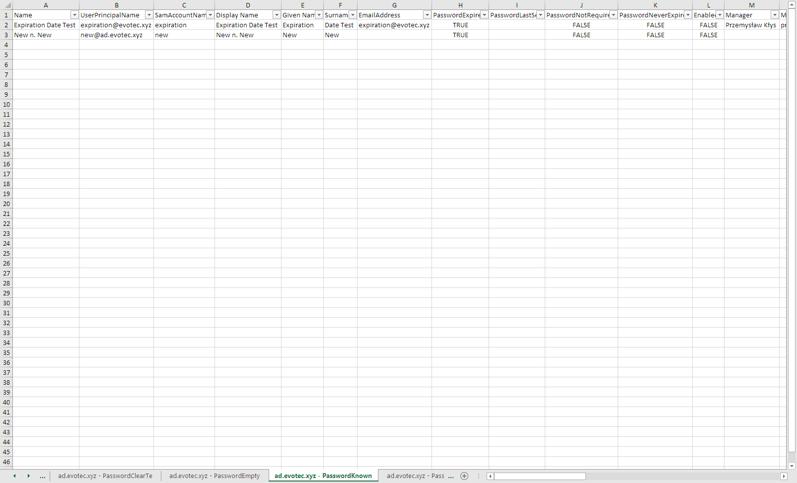 Eksport do Excela znanych haseł z PSWinDocumentation