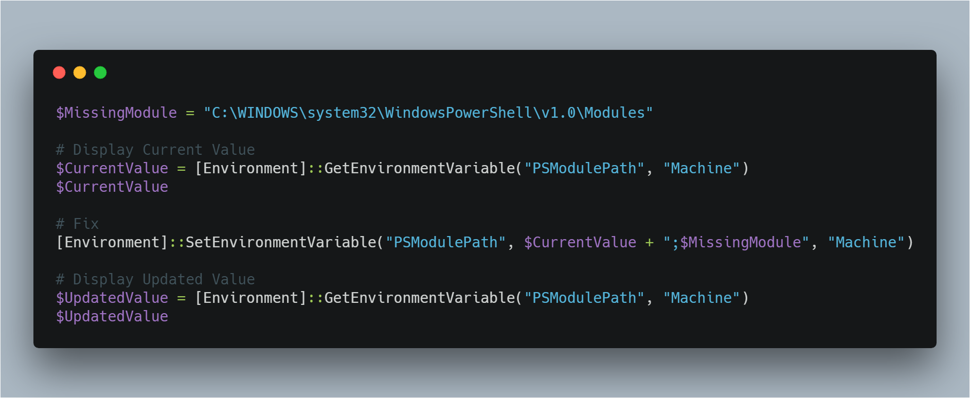 Skrypt PowerShell przywracający PSModulePath
