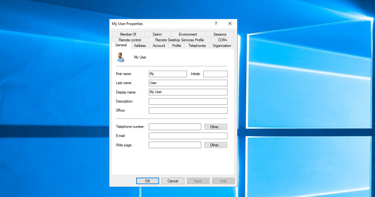 Profil użytkownika w portalu Azure z pustym polem Mail przed zmianą w Azure AD Connect