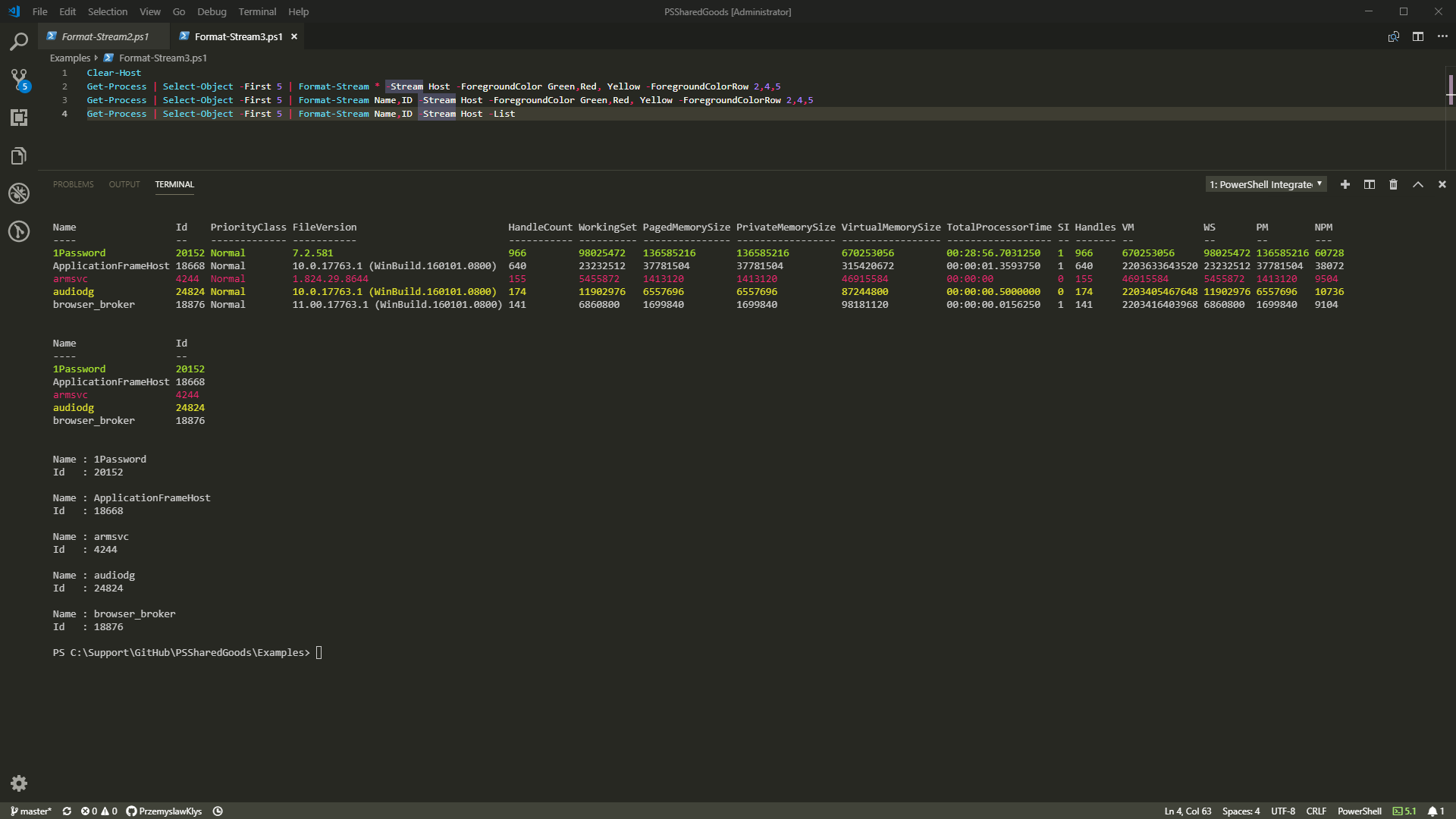 Format-Stream Colors