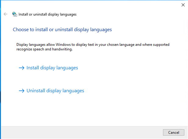 Wyszukiwanie lpksetup.exe w menu Start systemu Windows Server 2019.