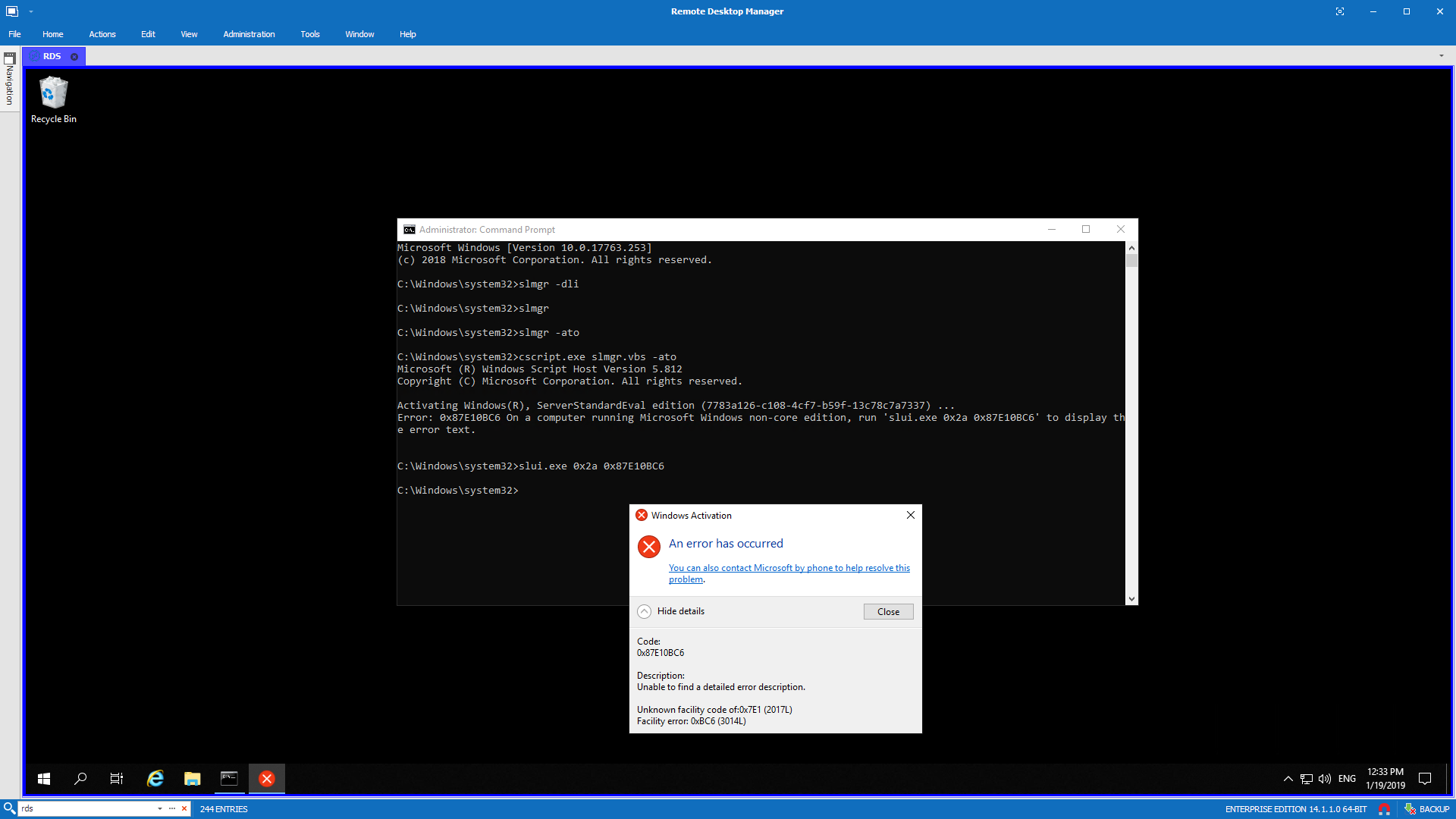 Windows 2019 - Windows License Expired