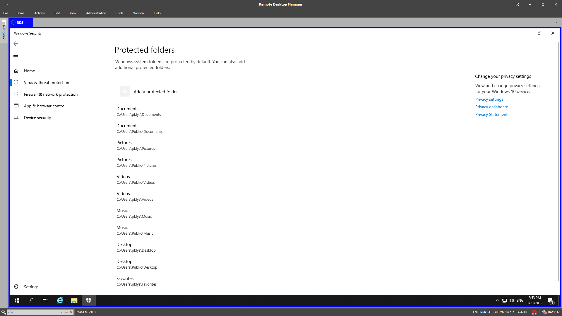 Ransomware Proection - C:\Windows\system32\config\systemprofile\Desktop