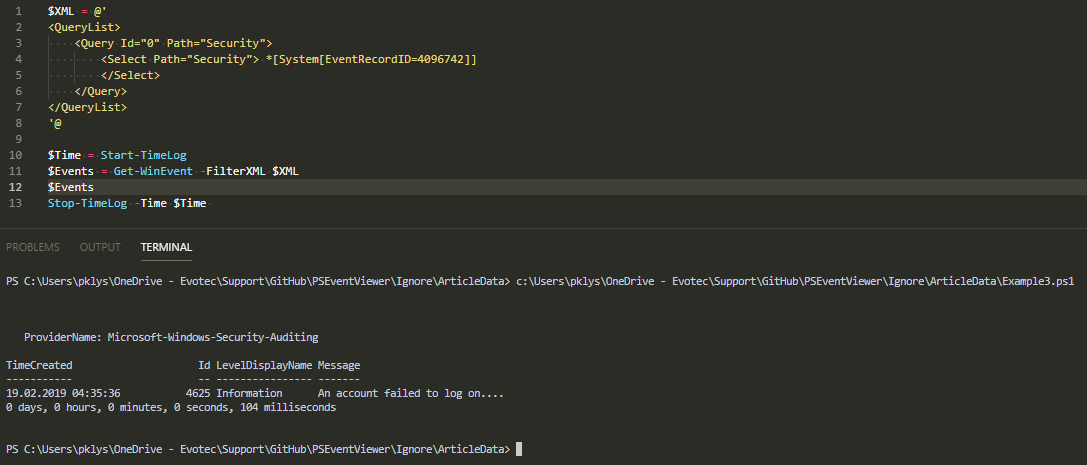 Results of FilterXML