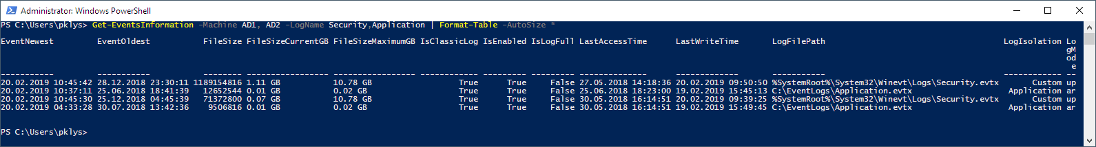Get-EventsInformation