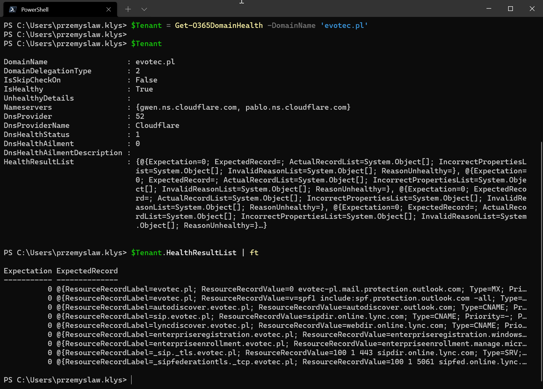 Office 365 Domain Health