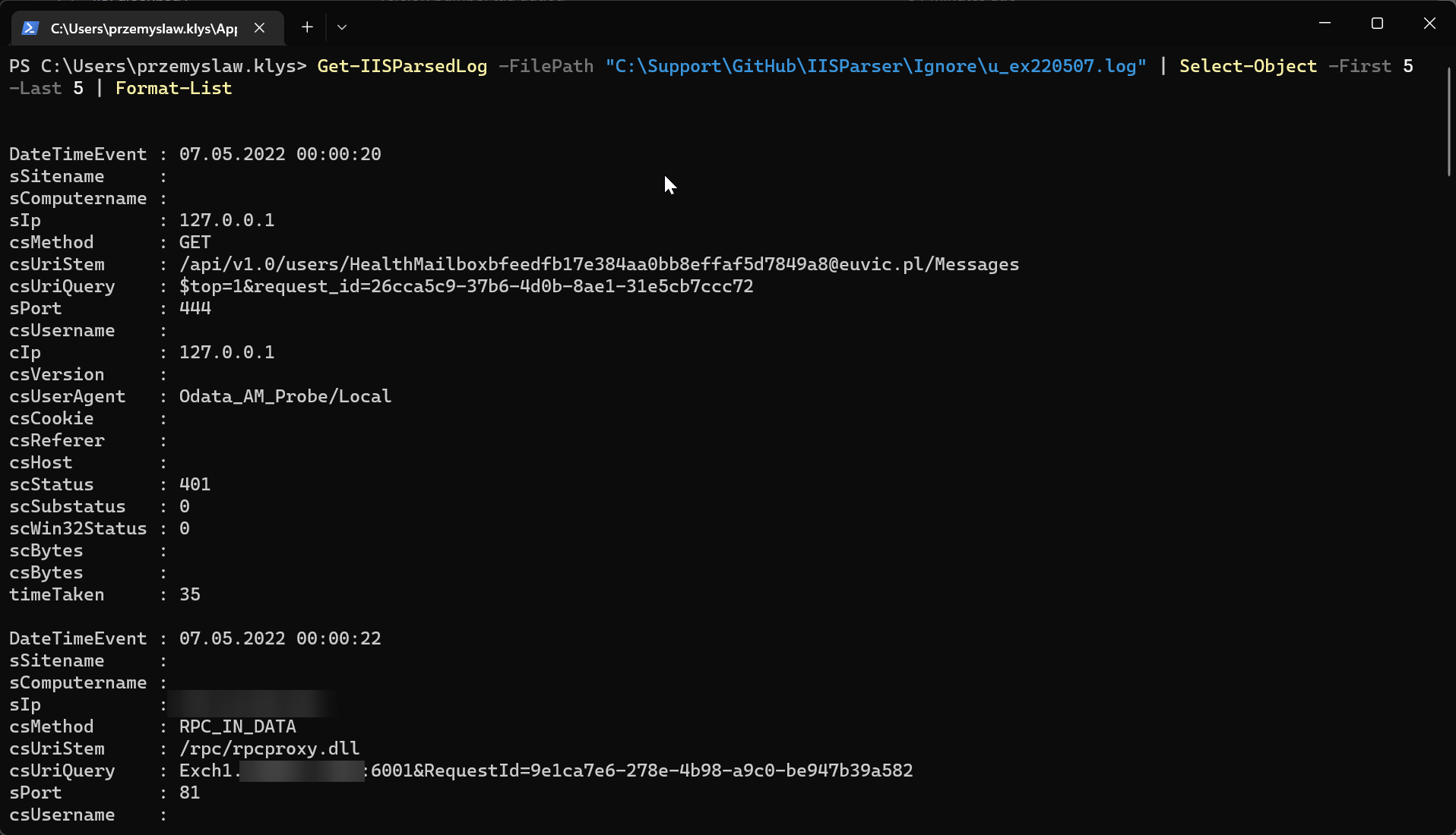IISParsers All Properties